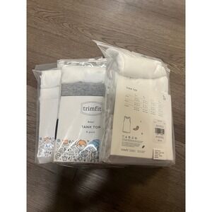 Trimfit Boys Tank Top 5 Pack‎ White Grey Cotton Blend Undershirts Size L 8-10
